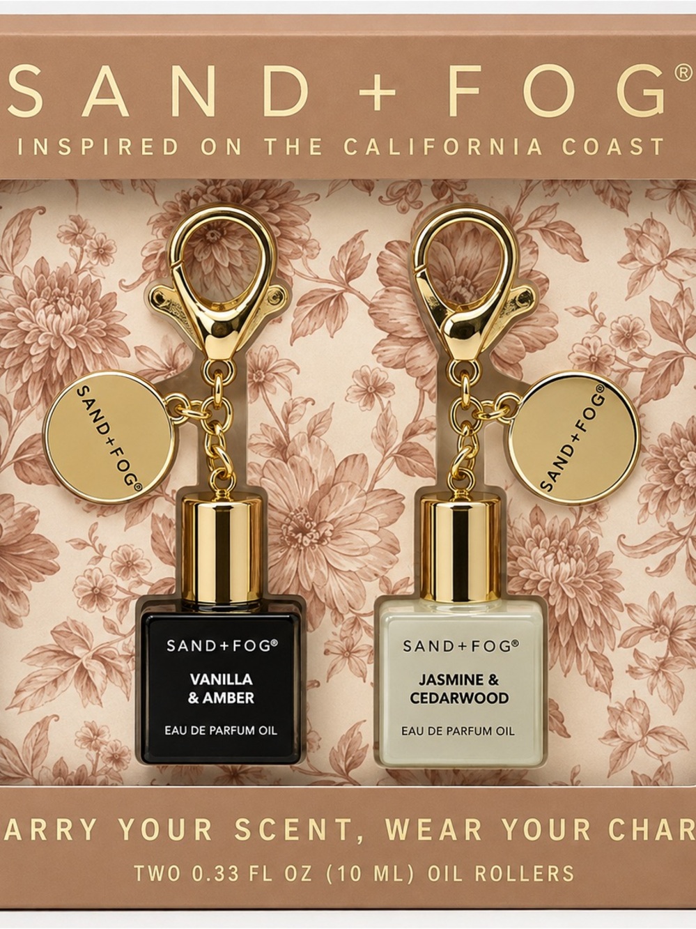 SAND + FOG Roller Keychain Set  Vanilla & Amber Jasmine & Cedarwood